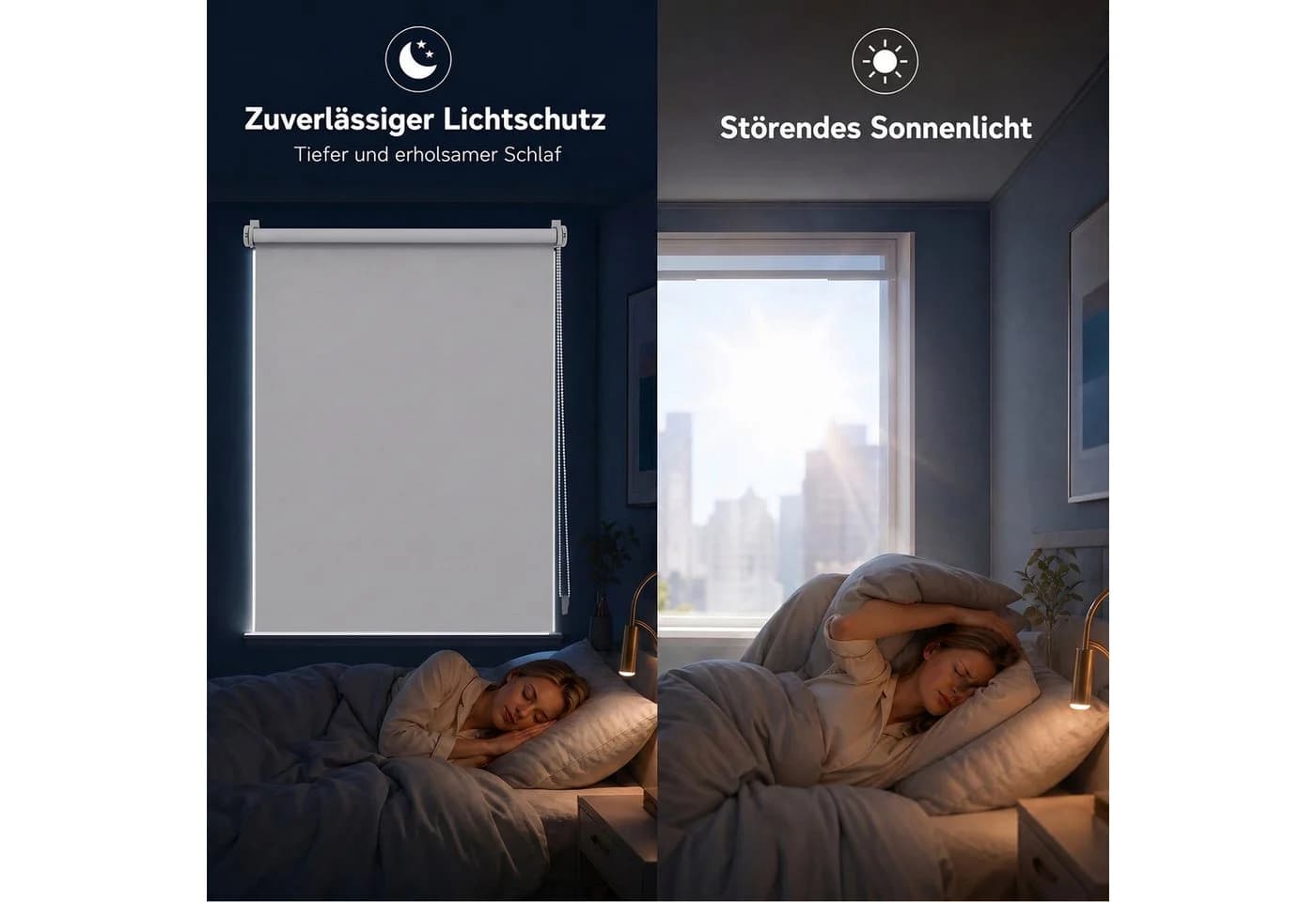 Salcar Verdunklungsrollo Klemmfix 40x130cm Grau Seitenzugrollo