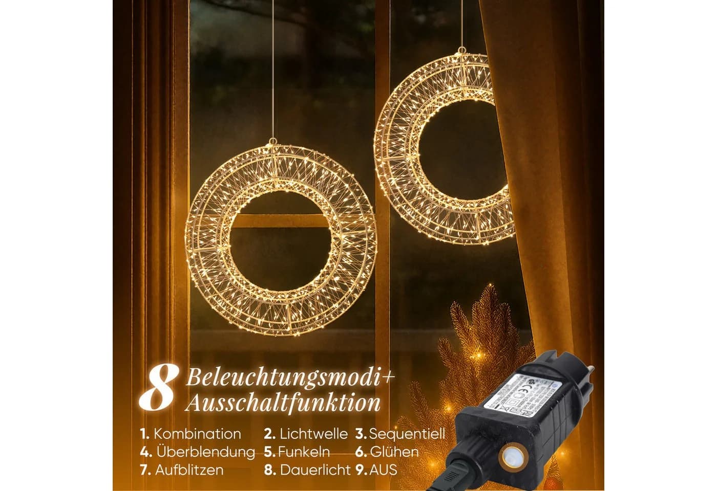 Salcar LED-Lichterkranz 2er-Set 800 LEDs Timer Warmweiß