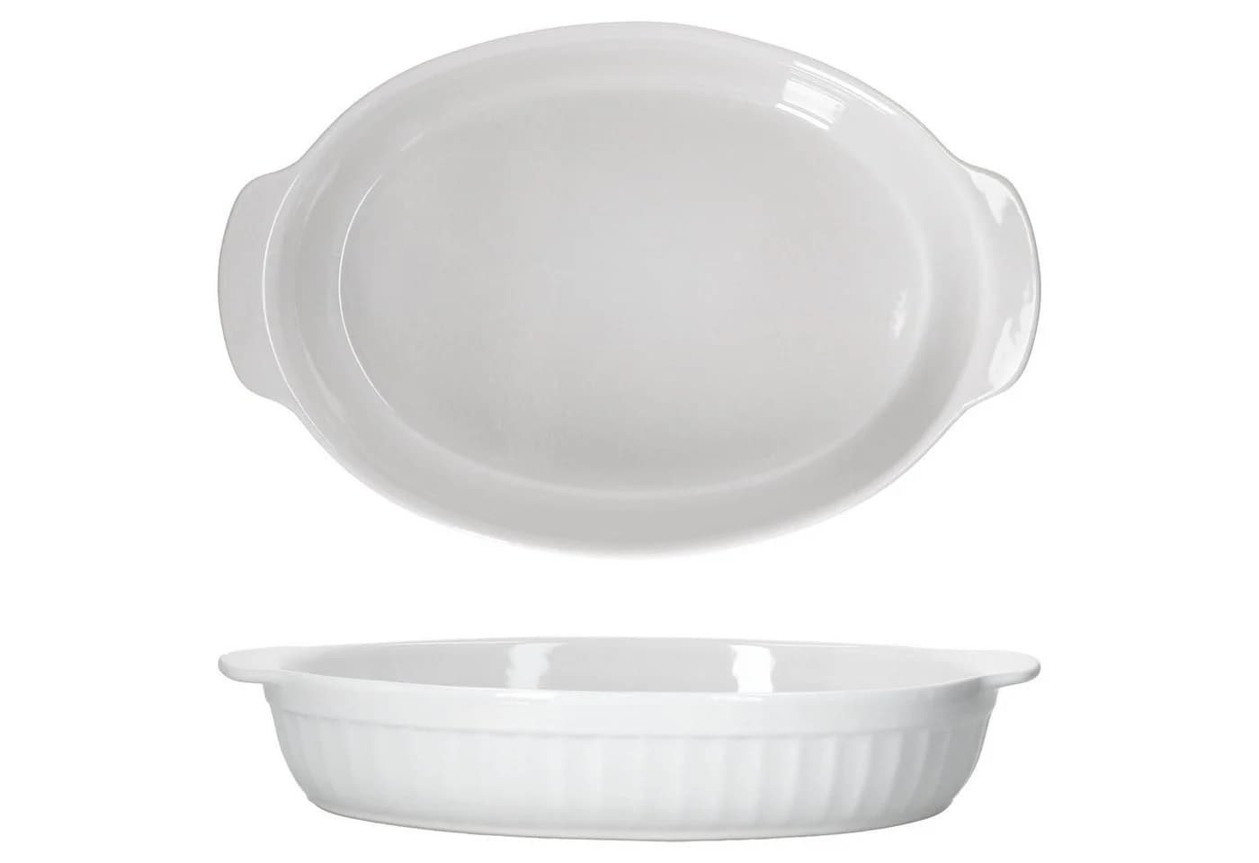 MamboCat 2er Set Auflaufform oval weiß mit Henkel