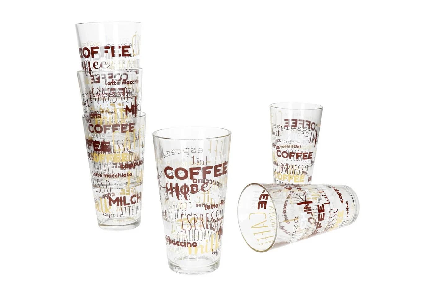 MamboCat Latte-Macchiato-Glas 6er Set mit Schrift-Dekor
