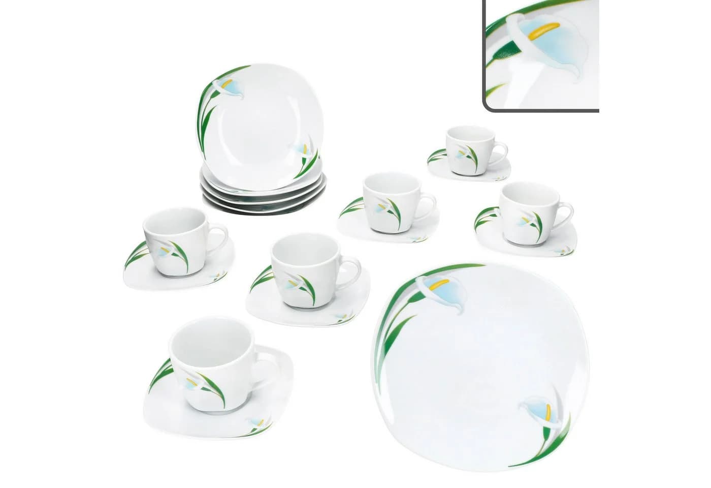MamboCat Kaffeeservice 18tlg. White Calla Porzellan 6 Pers.