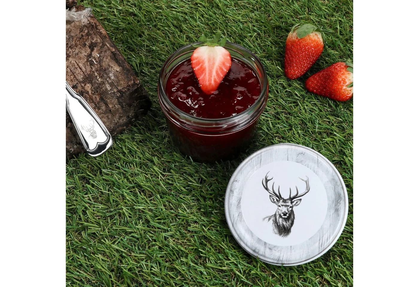 MamboCat Einmachglas 40er Set 230ml mit Twist-Off-Deckel Hirsch-Design