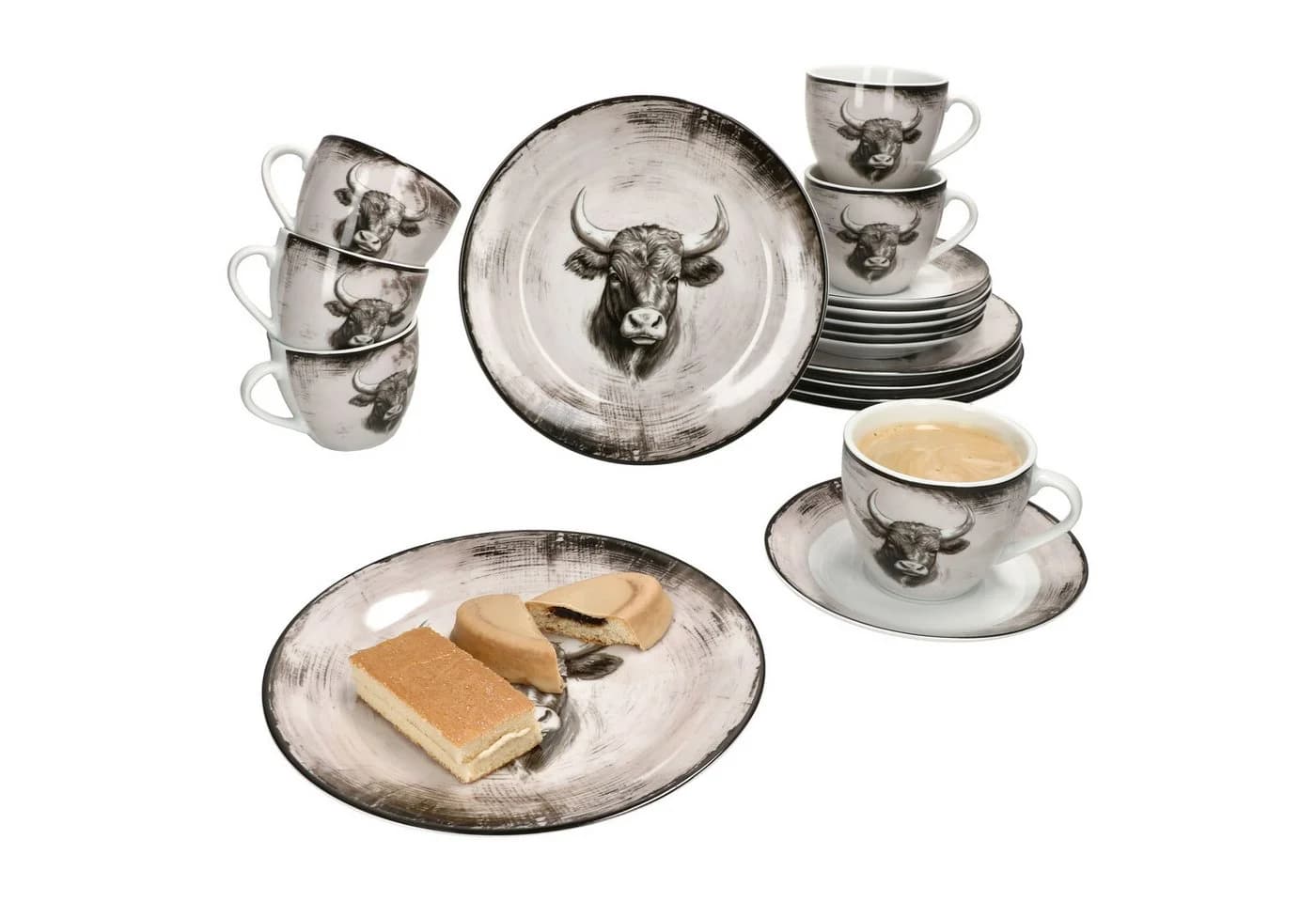 MamboCat Kaffeeservice Toro 18tlg. Porzellan 6 Personen Landhaus