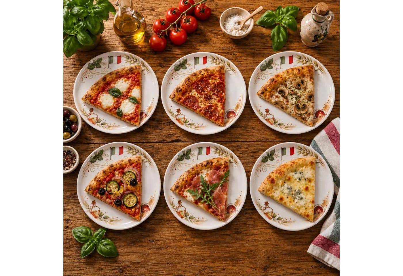 MamboCat Pizzateller Katja 6-teilig Italien-Dekor XL