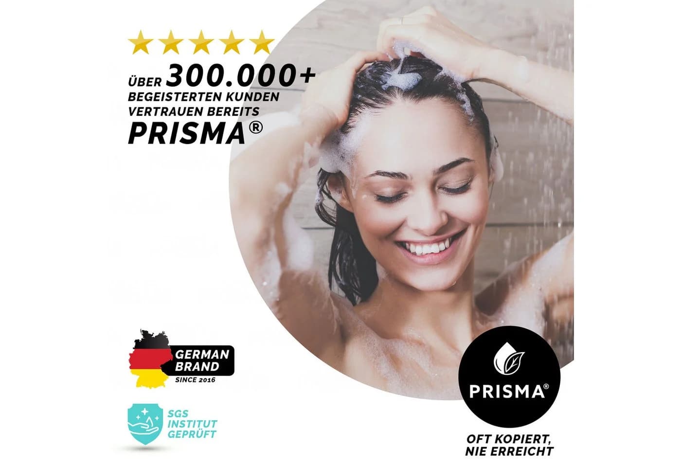PRISMA Handbrause Filterdusche 3 Strahlearten Wassersparend