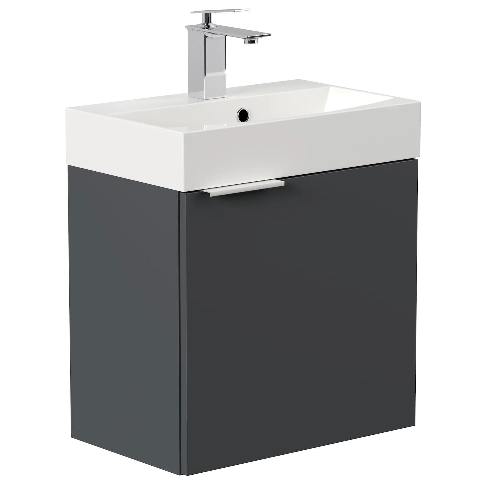 Posseik Gäste WC Badmöbel Cubi Slimline 50cm SoftClose Weiß