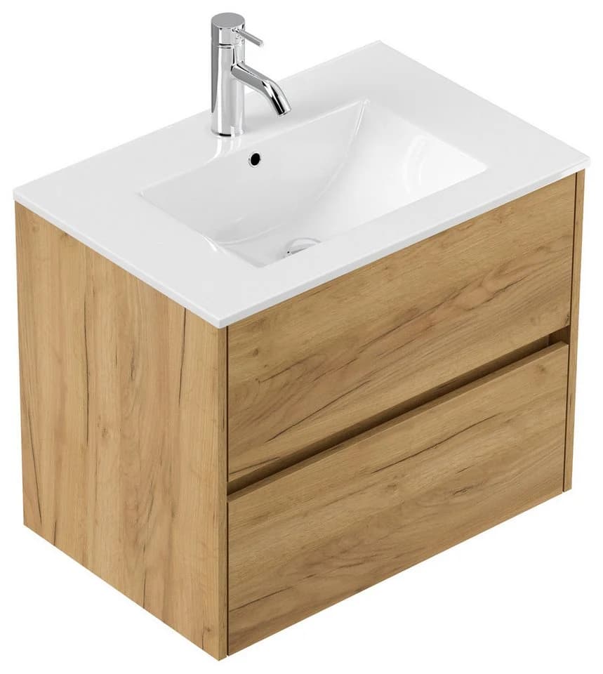 Magnolia Home Badmöbel-Set Taifun 70cm mit Spiegelschrank Eiche Gold