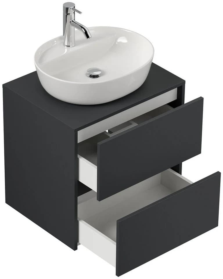 Magnolia Home Badmöbel Taifun 60cm mit ovalem Aufsatzwaschbecken grafit