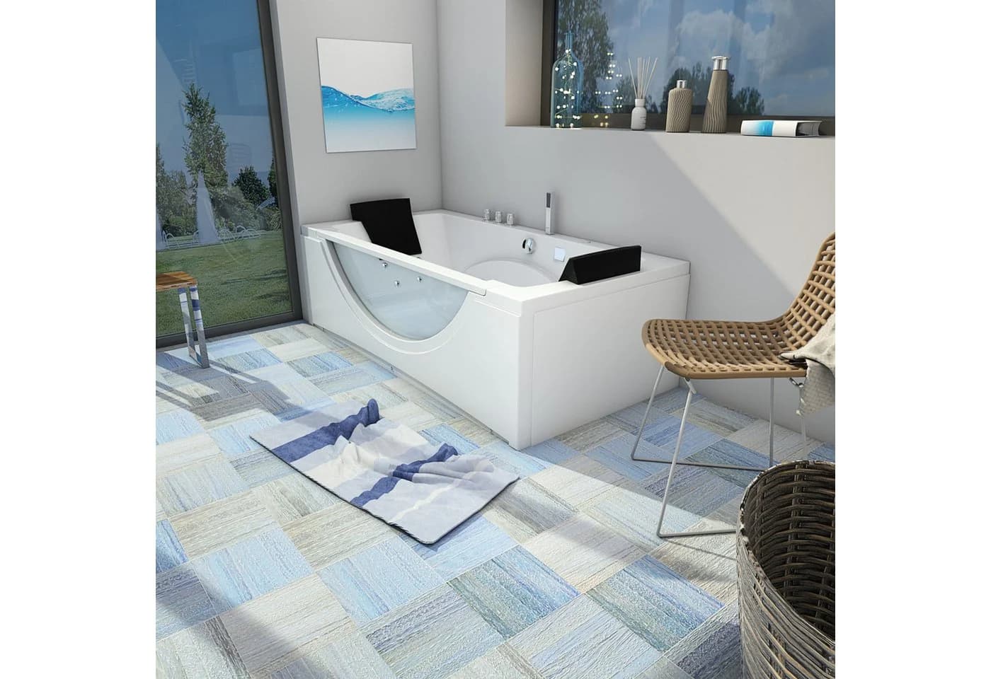 AcquaVapore Whirlpool-Badewanne Eckwanne W81-A-ALL Weiß mit Wassermassage