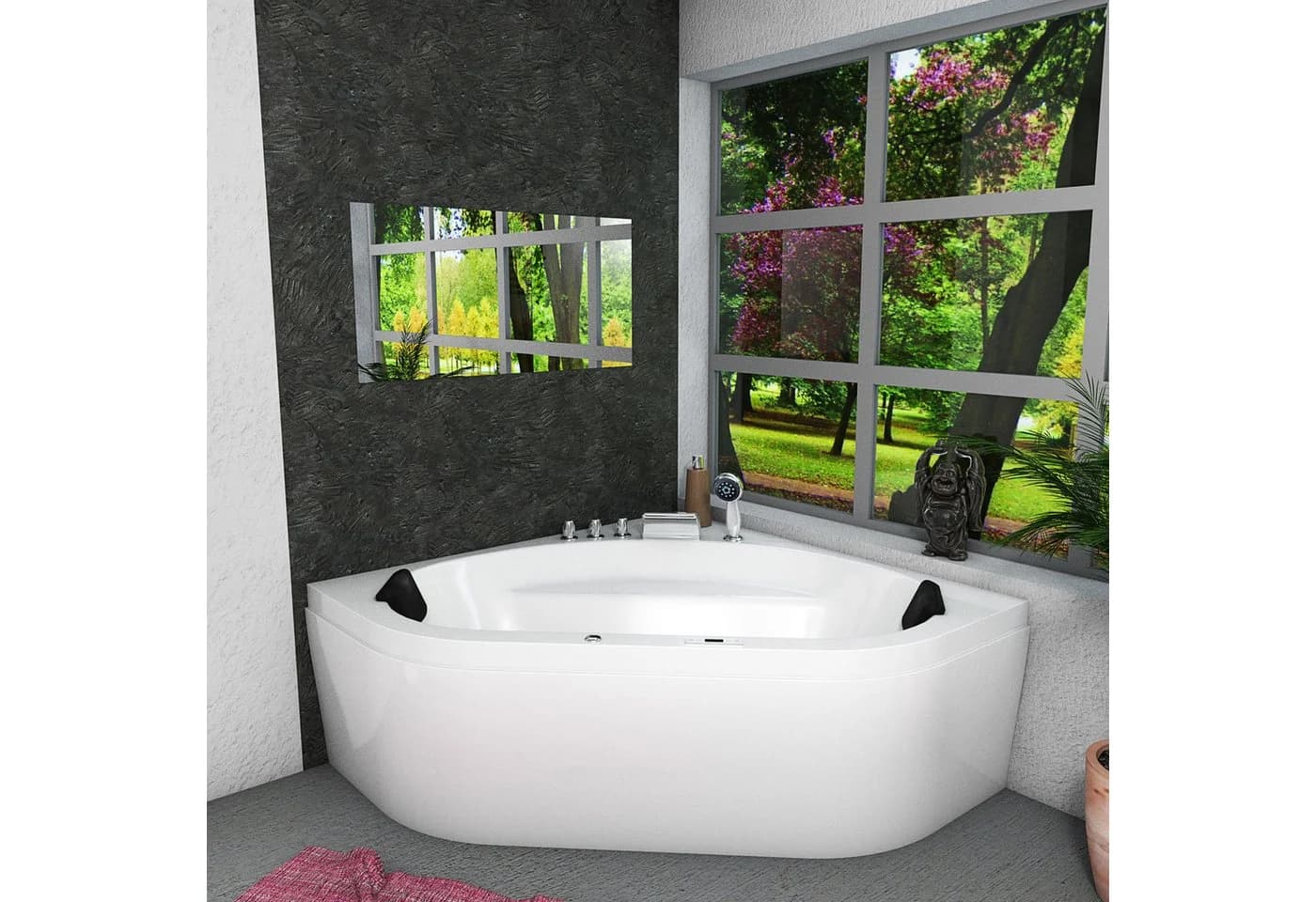 AcquaVapore Whirlpool-Badewanne Eckwanne 140x140cm mit Heizung