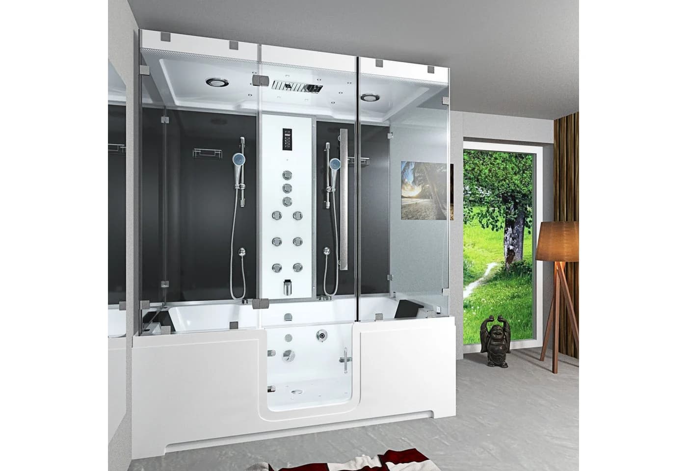 AcquaVapore Duschkabine Whirlpool Badewanne Schwarz ESG