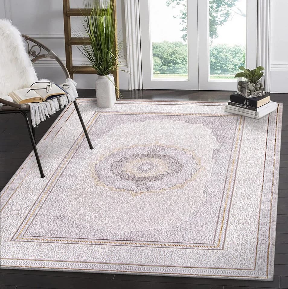 Carpetilla Designteppich Wohnzimmer Teppich Designer Orientisch Teppich Vizon-Cream-Beige