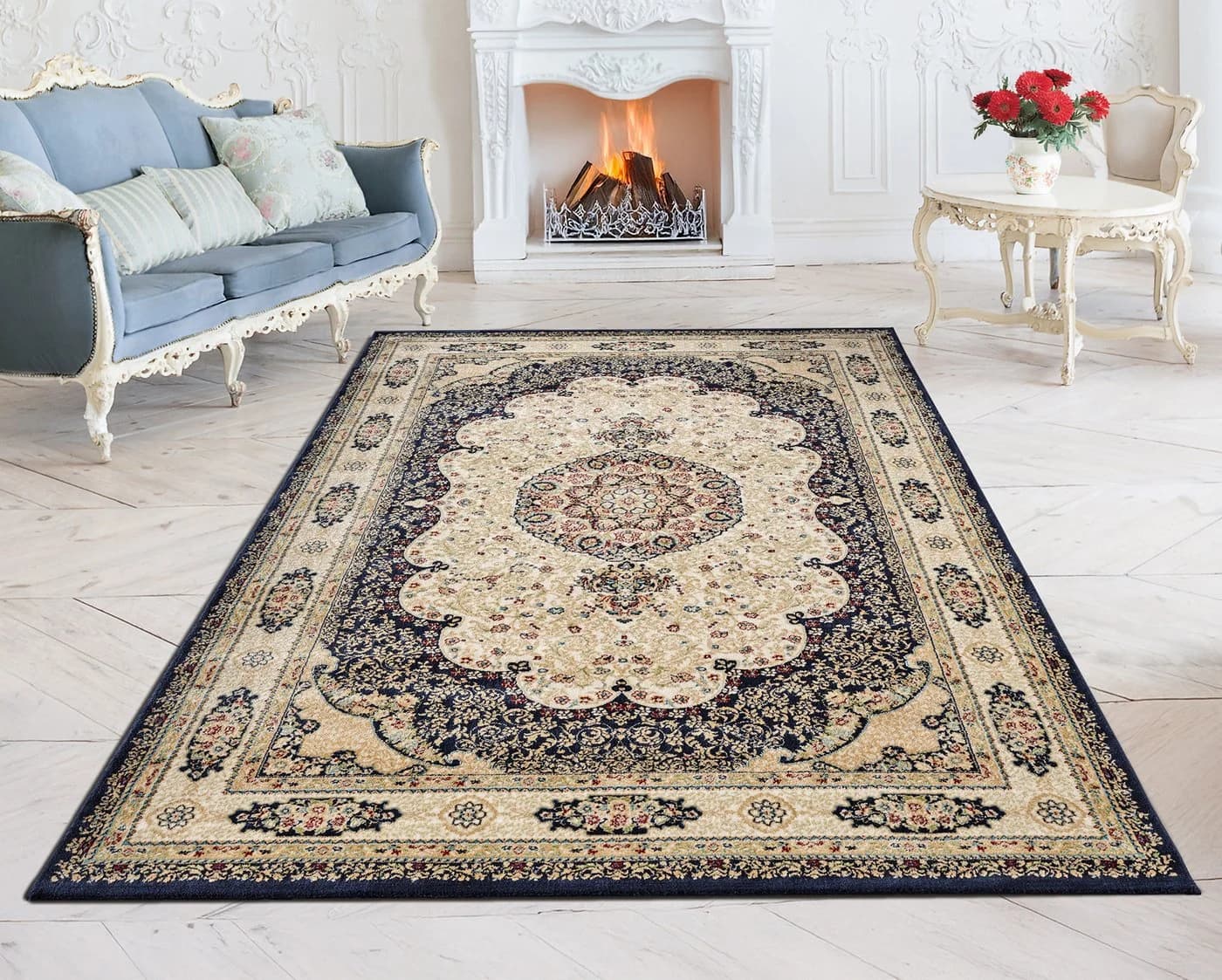Carpetilla Designerteppich Asfahan Orientalisch Marineblau Modern
