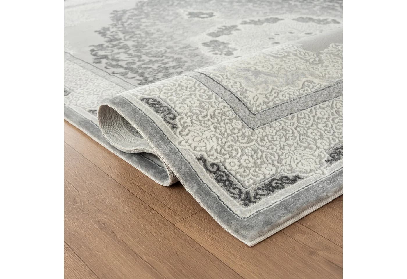 Carpetilla Designteppich Wohnzimmer Teppich Designer Teppich Orient Musterung Modern Grau