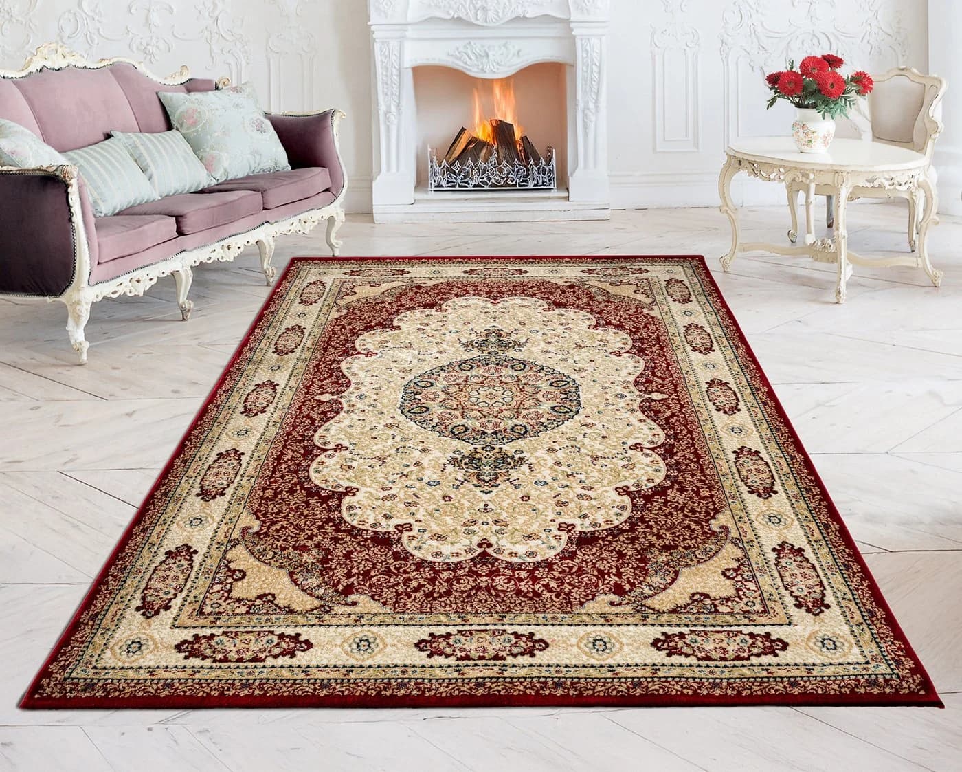Carpetilla Designteppich Asfahan Orientalisch Burgunderrot