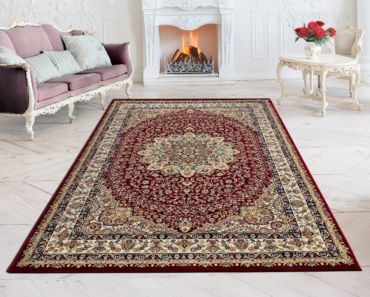 Carpetilla Designteppich Asfahan Orientalisch Burgunderrot