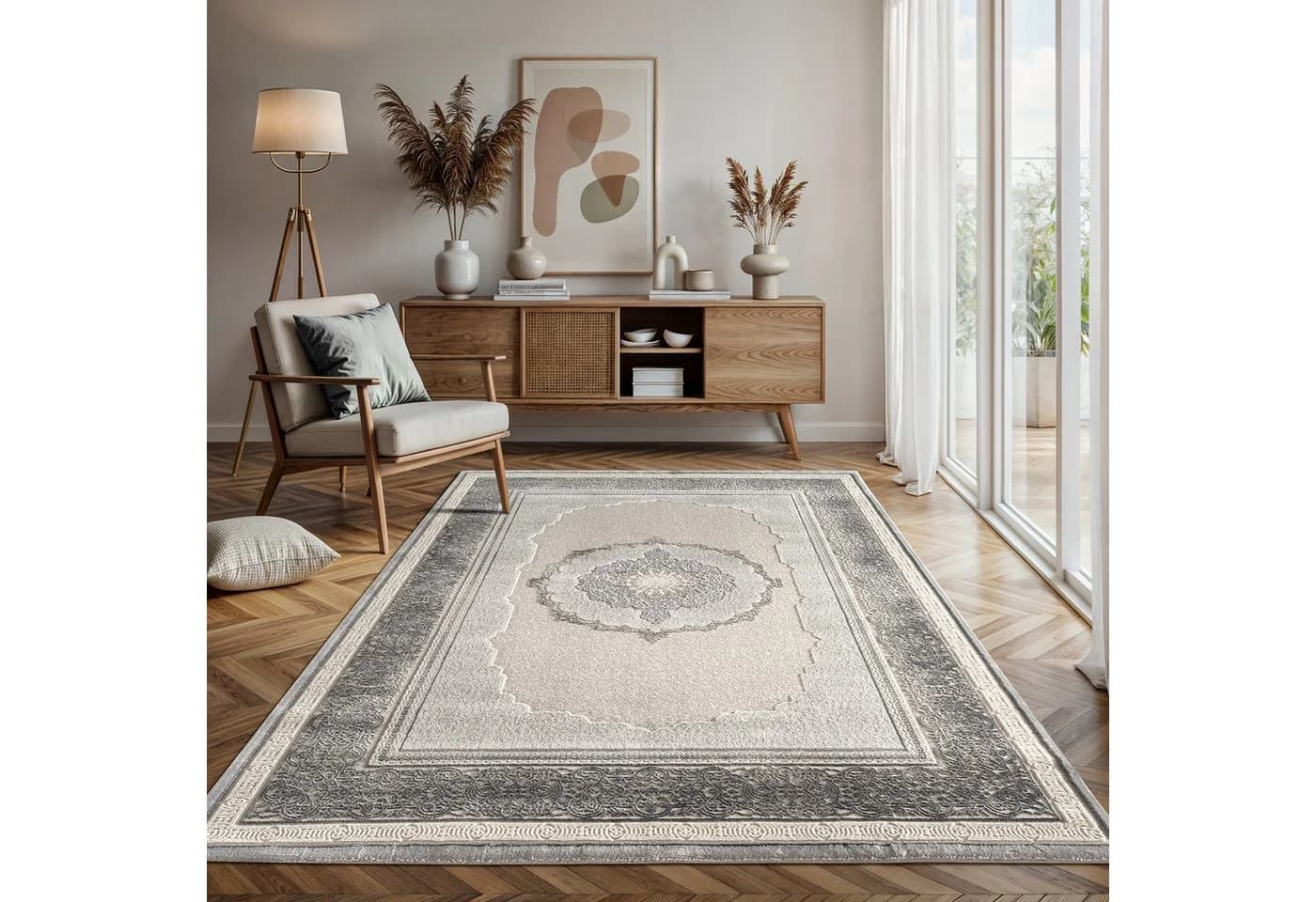 Carpetilla Designteppich Klassisch Orientalisch Grau