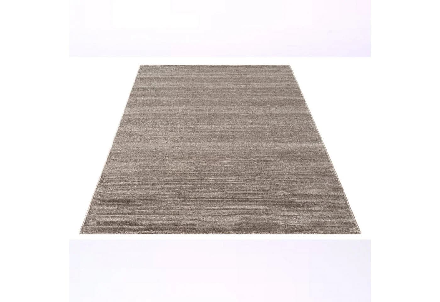 Carpetilla Teppich Marvin Taupe 3D-Effekt Boho Bordüre