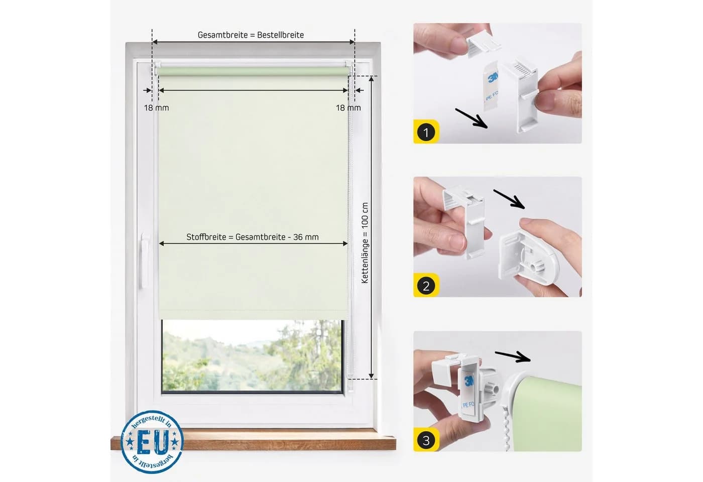 jalousiescout Verdunklungsrollo Beige Klemmfix ohne Bohren