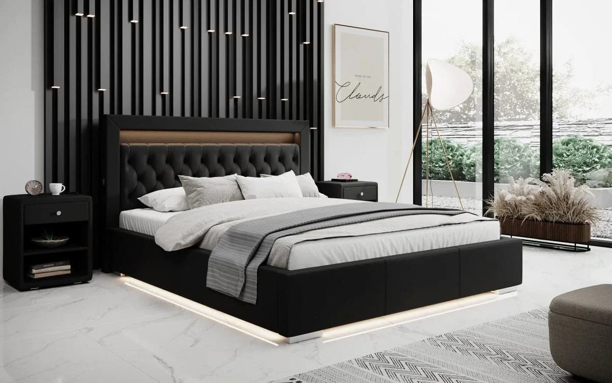 Luxusbetten24 Polsterbett Infinity mit RGB-Beleuchtung & USB-Anschluss