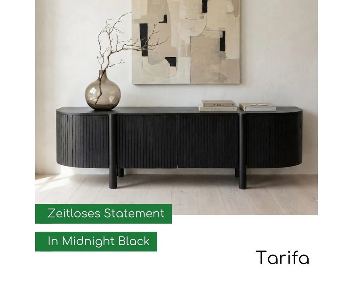 CASA DOMA Lowboard Tarifa TV-Unterteil Mangoholz massiv schwarz