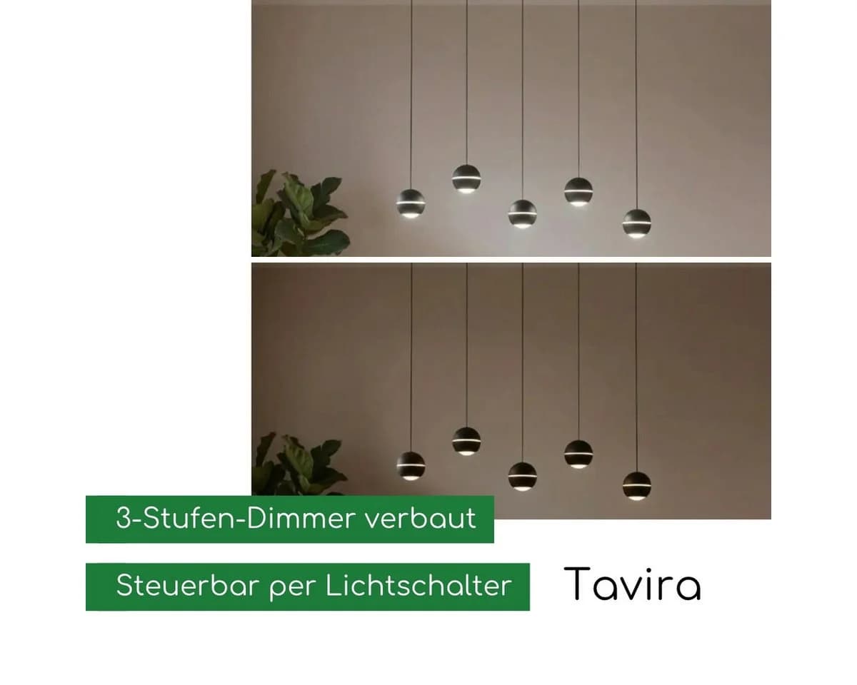 CASA DOMA LED Pendelleuchte Tavira 5-flammig Schwarz dimmbar