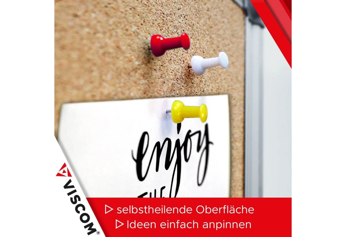 Viscom Pinnwand CORKY Kork-Oberfläche Aluminiumrahmen Selbstheilend