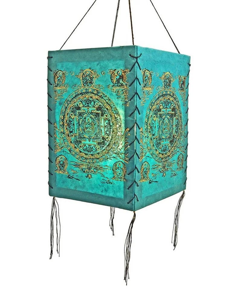 Hathi Lampenschirm Buddha Mandala türkis Lokta Papier Hängelampe