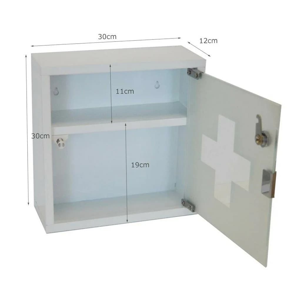 style home Medizinschrank Weiß Abschließbar mit Glastür