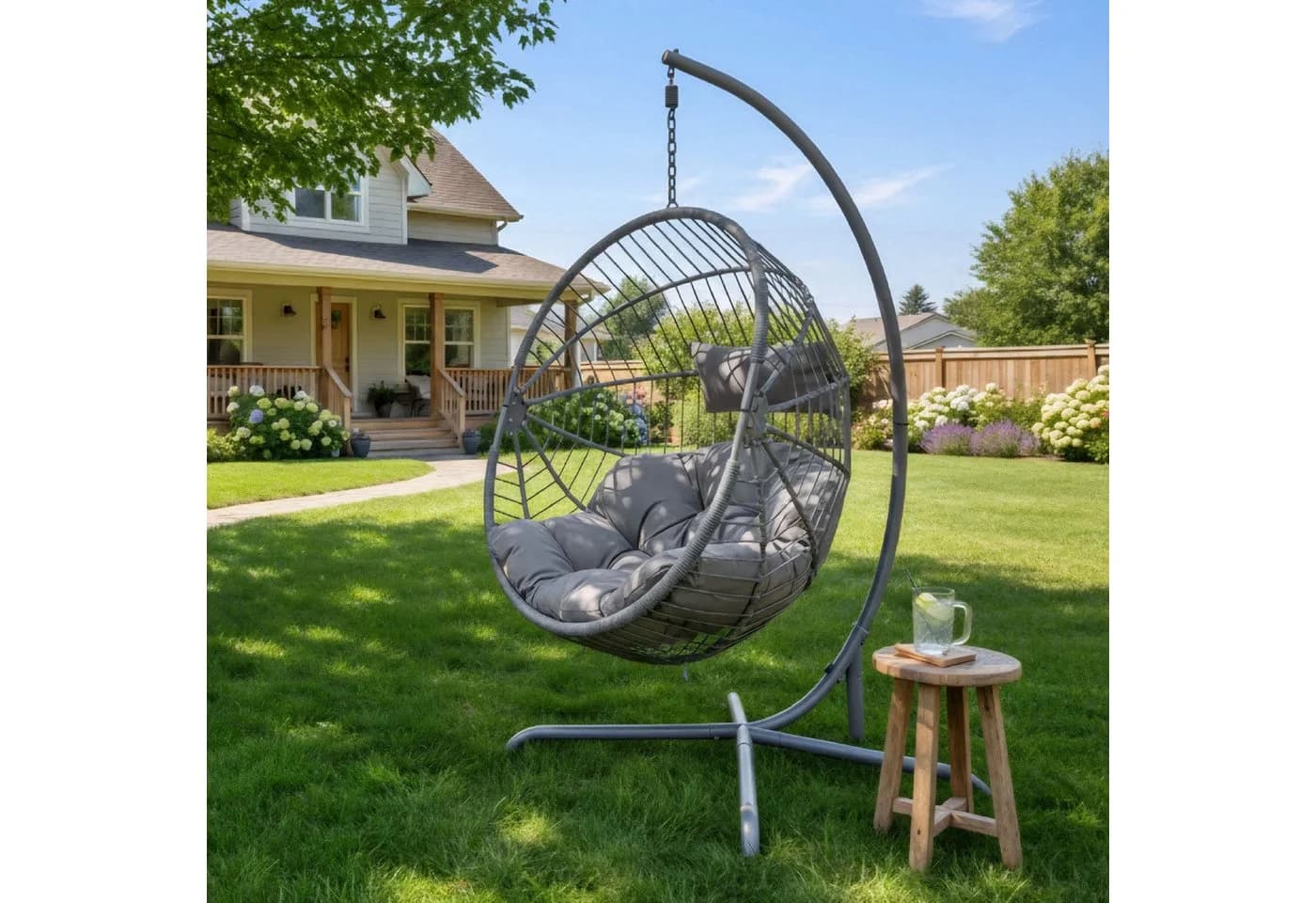 Arebos Hängesessel Rope-Design 360° drehbar