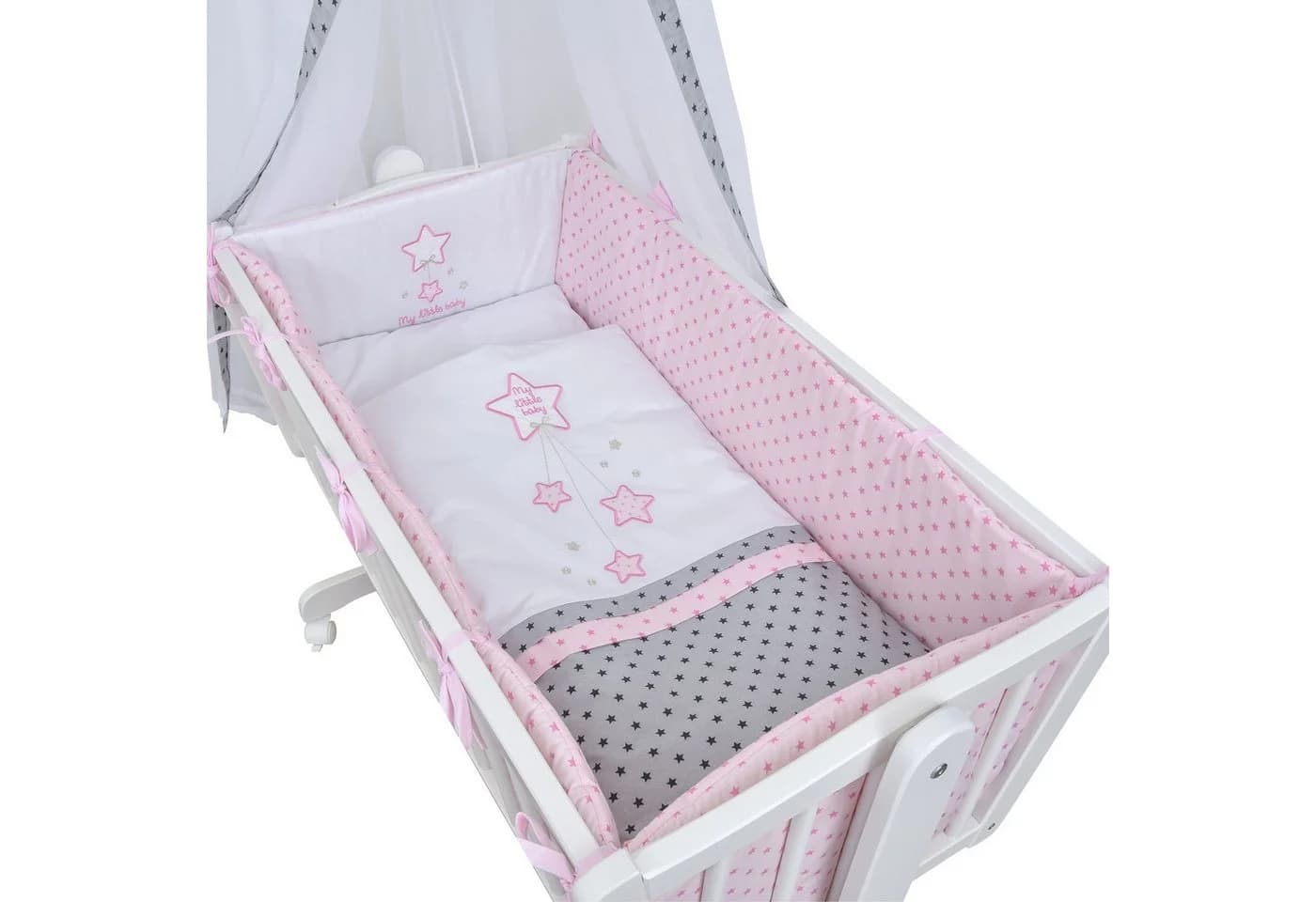 Baby-Delux Babybettwäsche Wiegenset 6-tlg. Magic Stars Rosa
