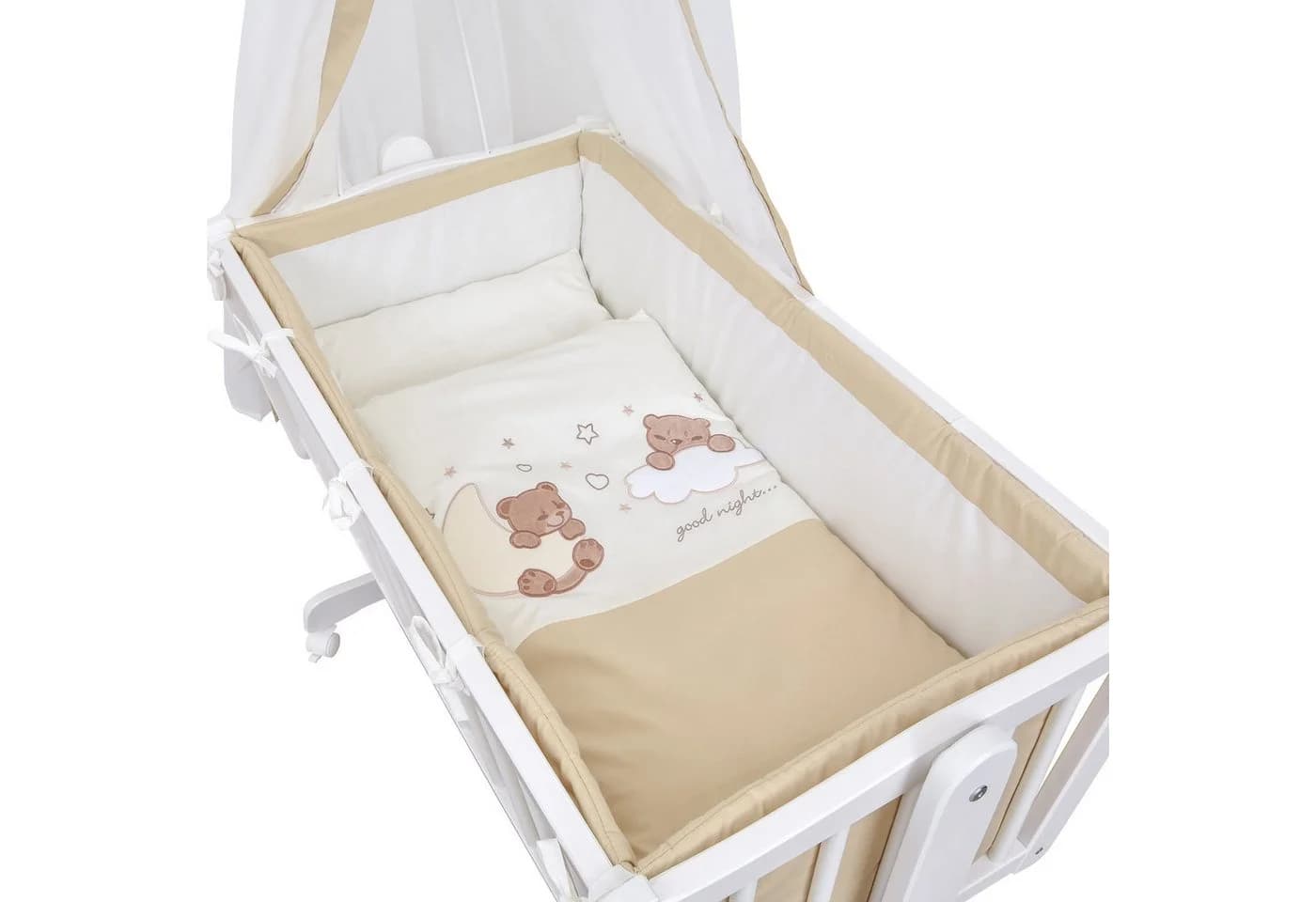 Baby-Delux Babybettwäsche Wiegenset 6-teilig Traumland Beige Weiß