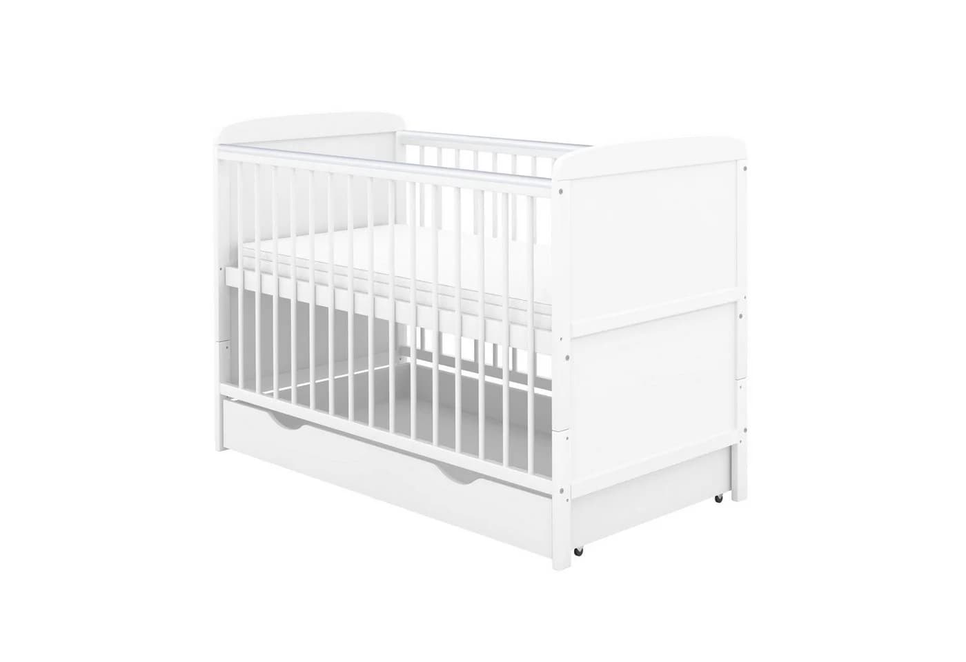 Baby-Delux Babybett Natalie Weiß Massivholz mit Schublade & Matratze