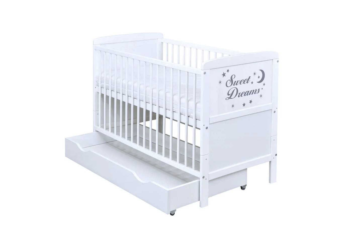Baby-Delux Babybett Sweet Dreams Weiß mit Matratze und Schublade