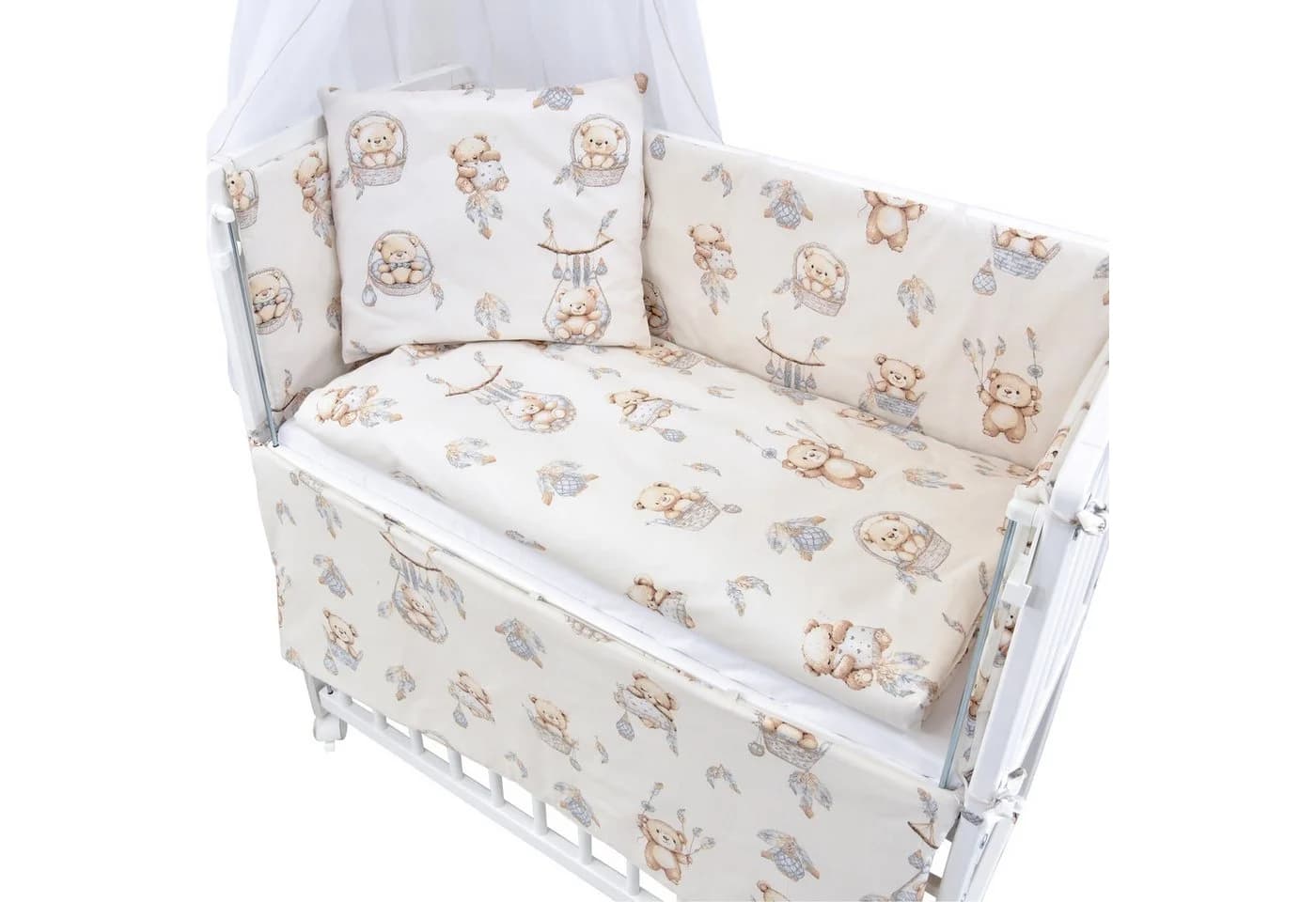 Baby-Delux Beistellbett Weiß Kiefer Massivholz mit Matratze