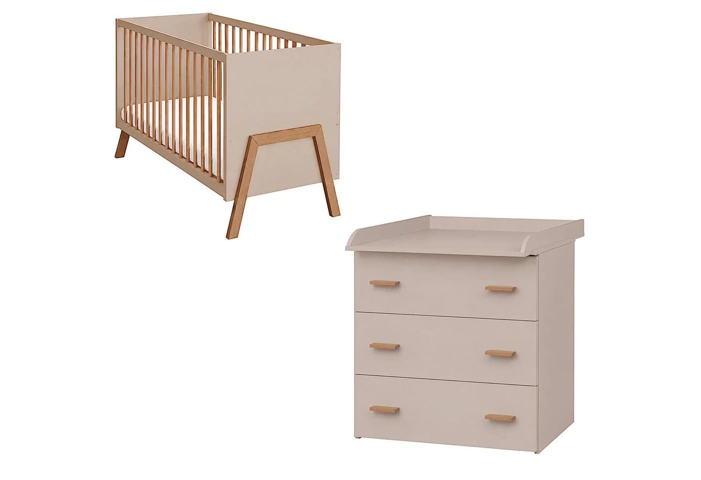 Baby-Delux Babyzimmer-Komplettset Juna 6-tlg. Beige/Kaschmir Massivholz