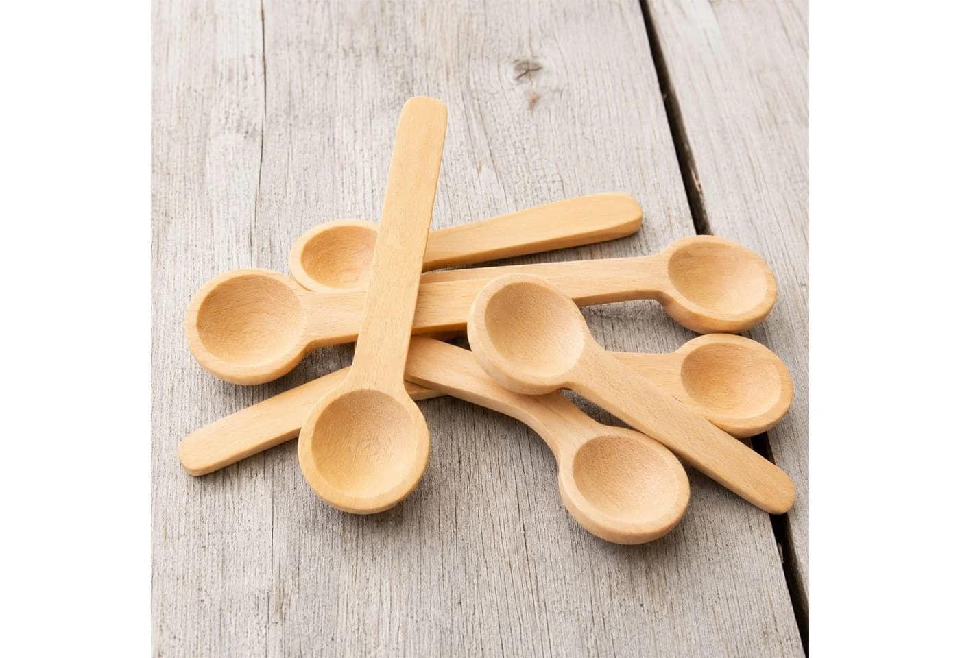 Jungengel Mini-Gewürzlöffel 6er Set aus Holz Beige
