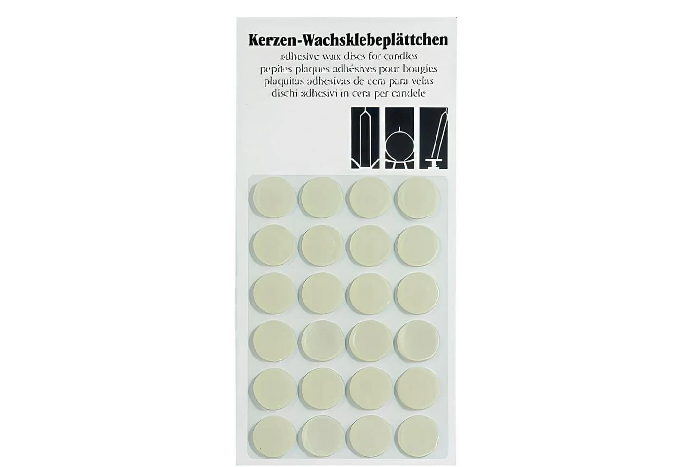 Kopschitz Kerzen Spitzkerze Haftplättchen, Wachsklebeplättchen 24 Stück Elfenbein
