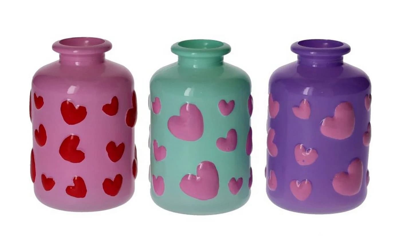 Giftcompany Dekovase Jacquard Herz Rosa Glas