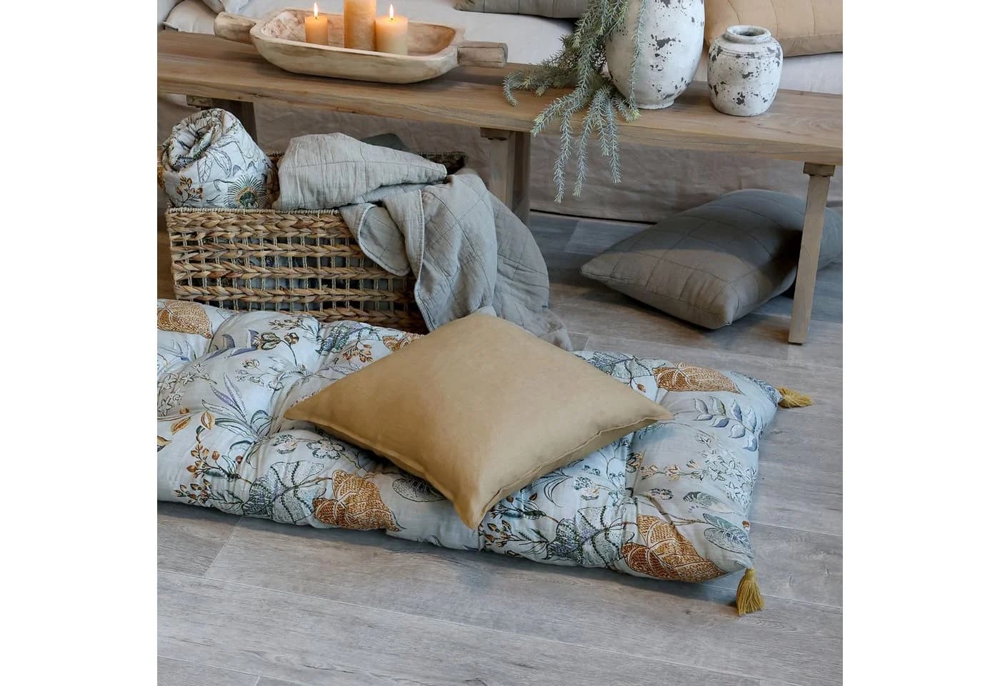 Chic Antique Liegenauflage Blumenmuster Opal 180x70cm