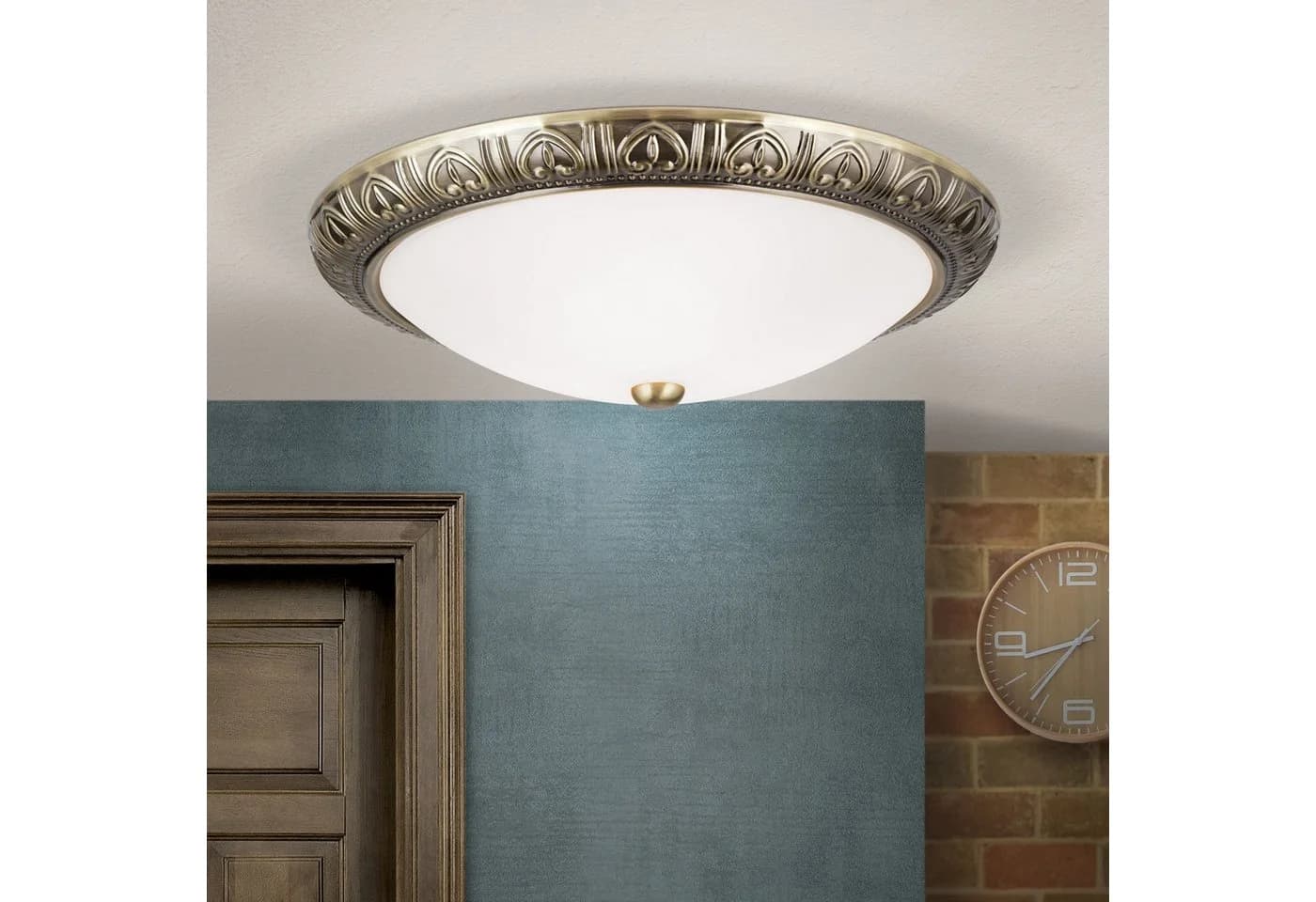 Licht-Erlebnisse Deckenleuchte HILDA Bronze Weiß 3-flammig rund Jugendstil