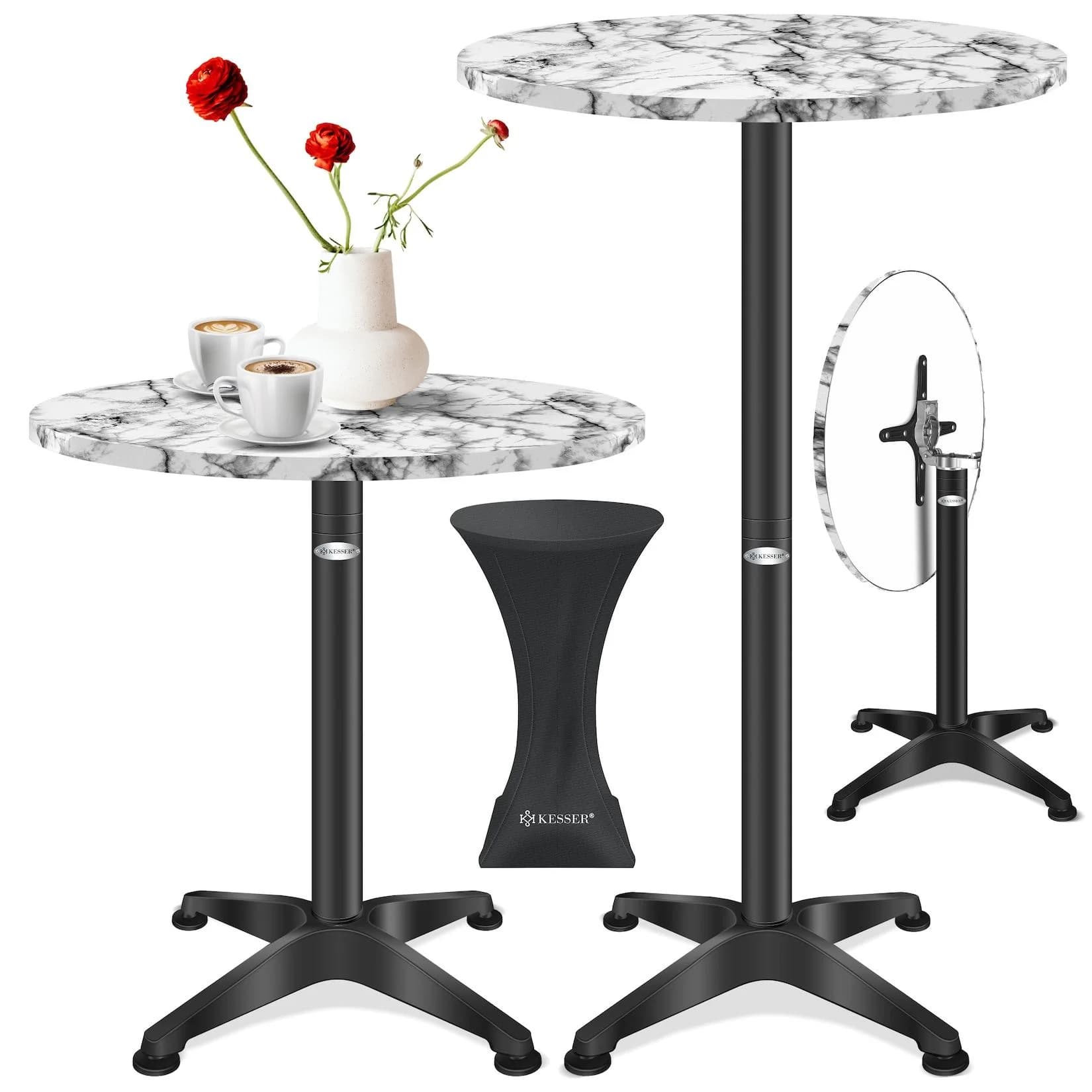 KESSER® 2in1 Stehtisch klappbar Bistrotisch Aluminium Edelstahlplatte höhenverstellbar