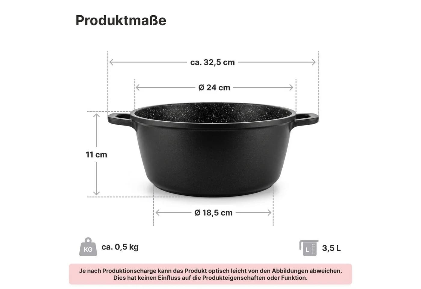 BIG-PAN Kochtopf 3,5L Ø24 cm Aluguss Antihaft Induktion Schwarz