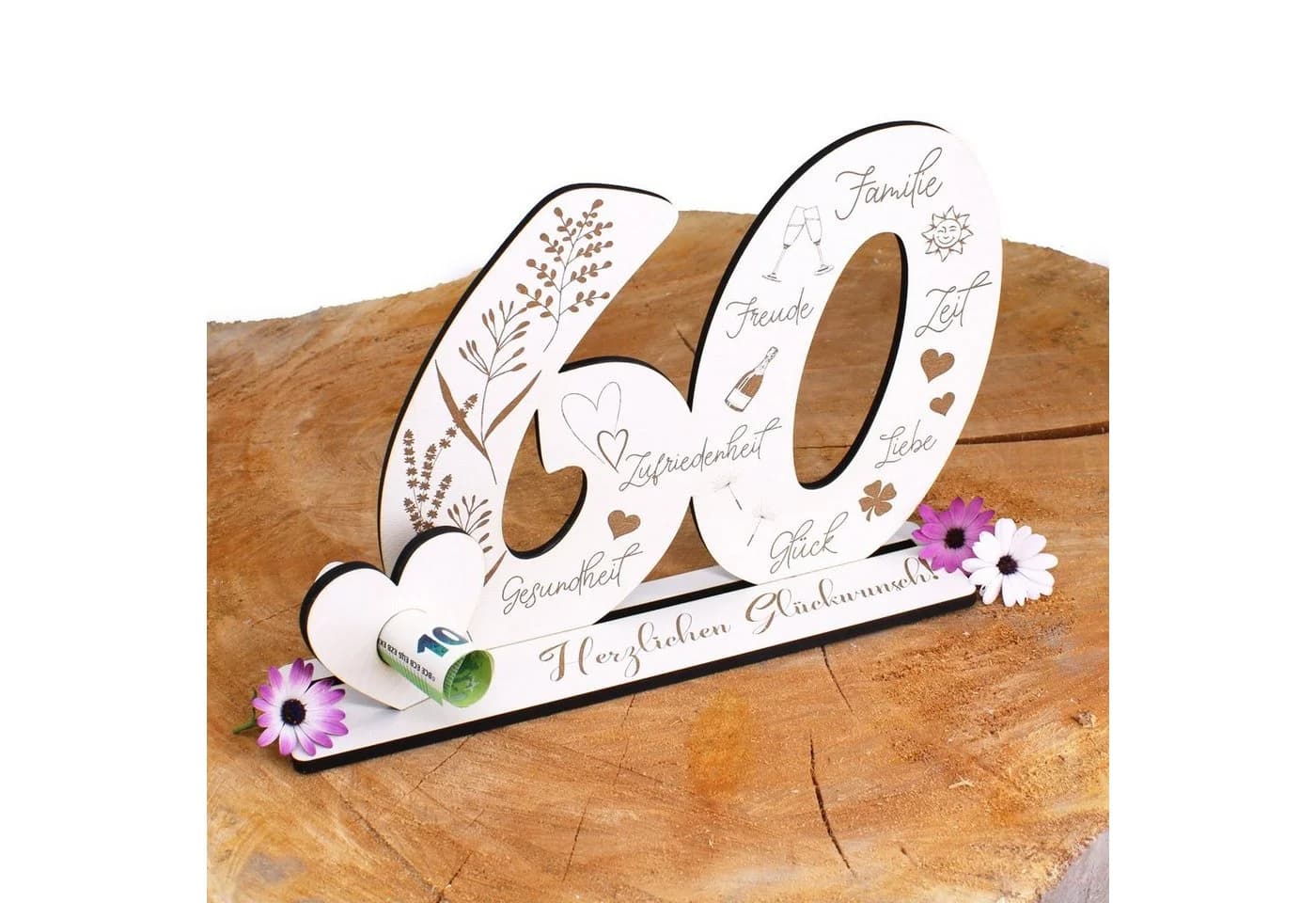Dekolando Deko-Buchstaben Aufsteller 60 Geburtstag Weiß 3-tlg