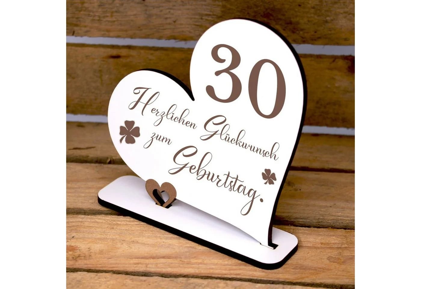 Dekolando Deko-Schriftzug 30 Jahre Herz Aufsteller Weiß Vintage