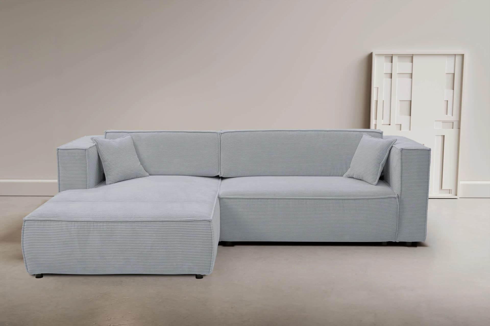 WERK2 Ecksofa Atlanta-New Grau L-Form mit Bettkasten