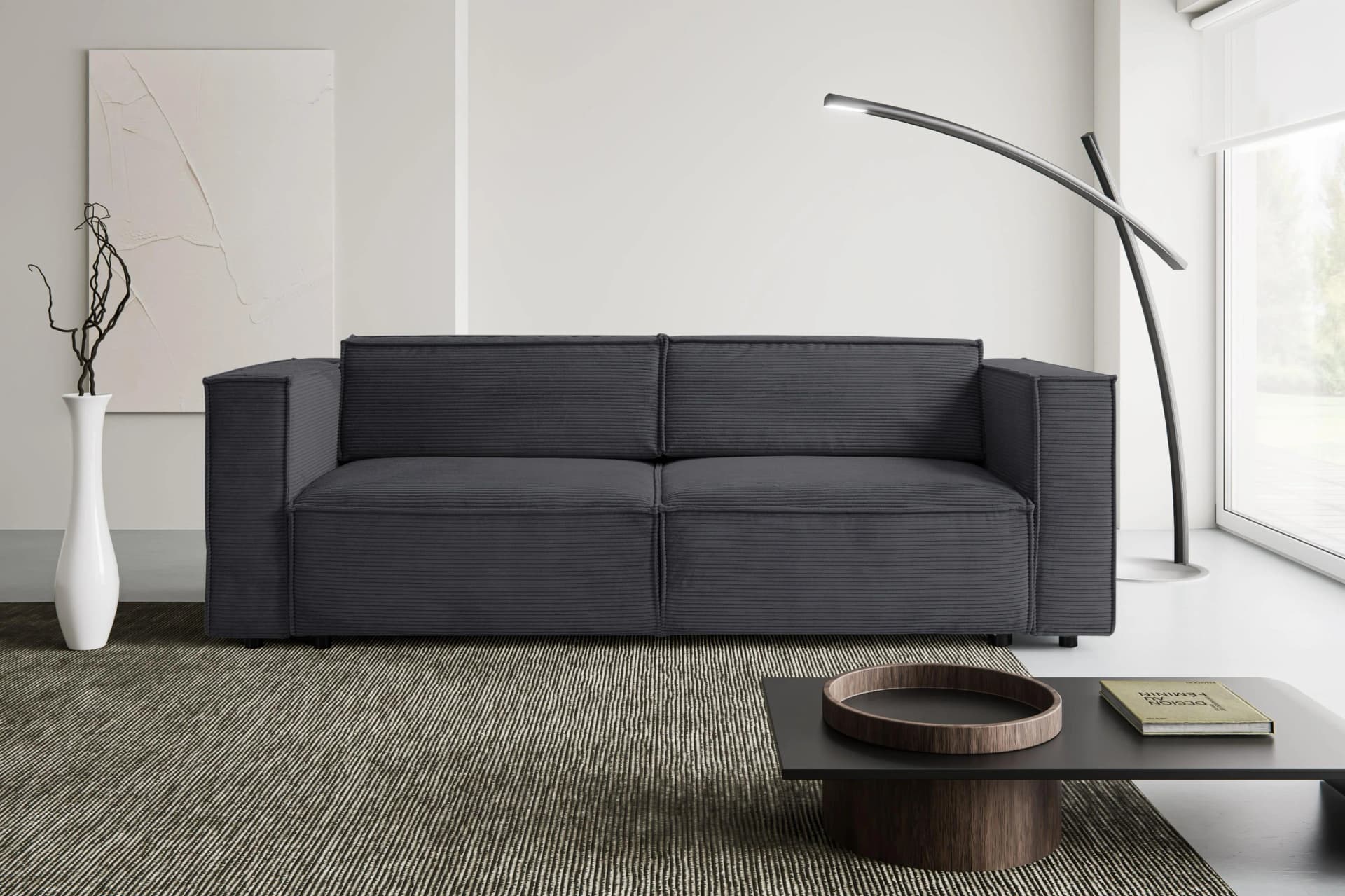 Schlafsofa WERK2 Kansas 252 cm mit extragroßer Liegefläche 202x152 cm, grau
