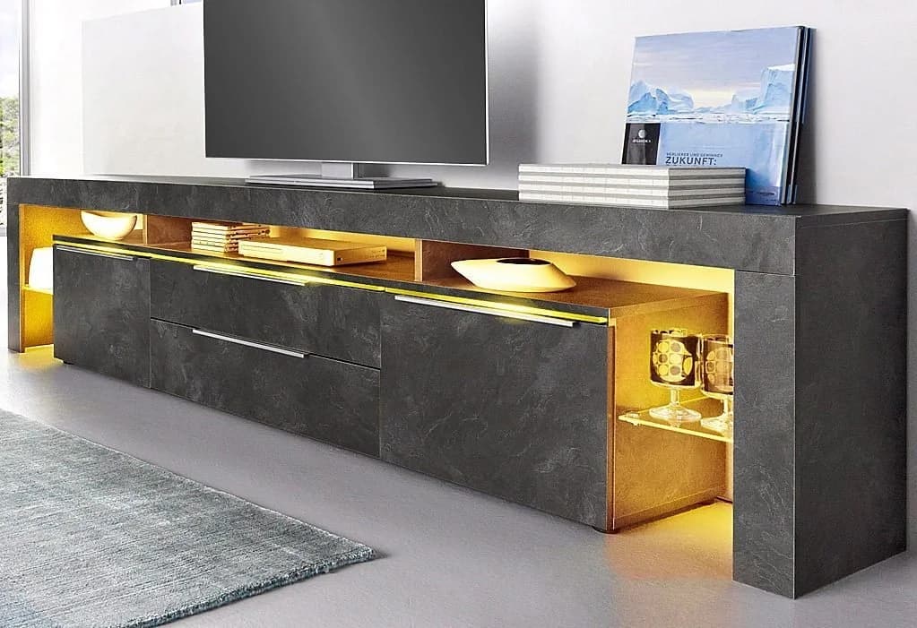 borchardt Möbel Lowboard Lima Modern Weiß/Grau Hochglanz
