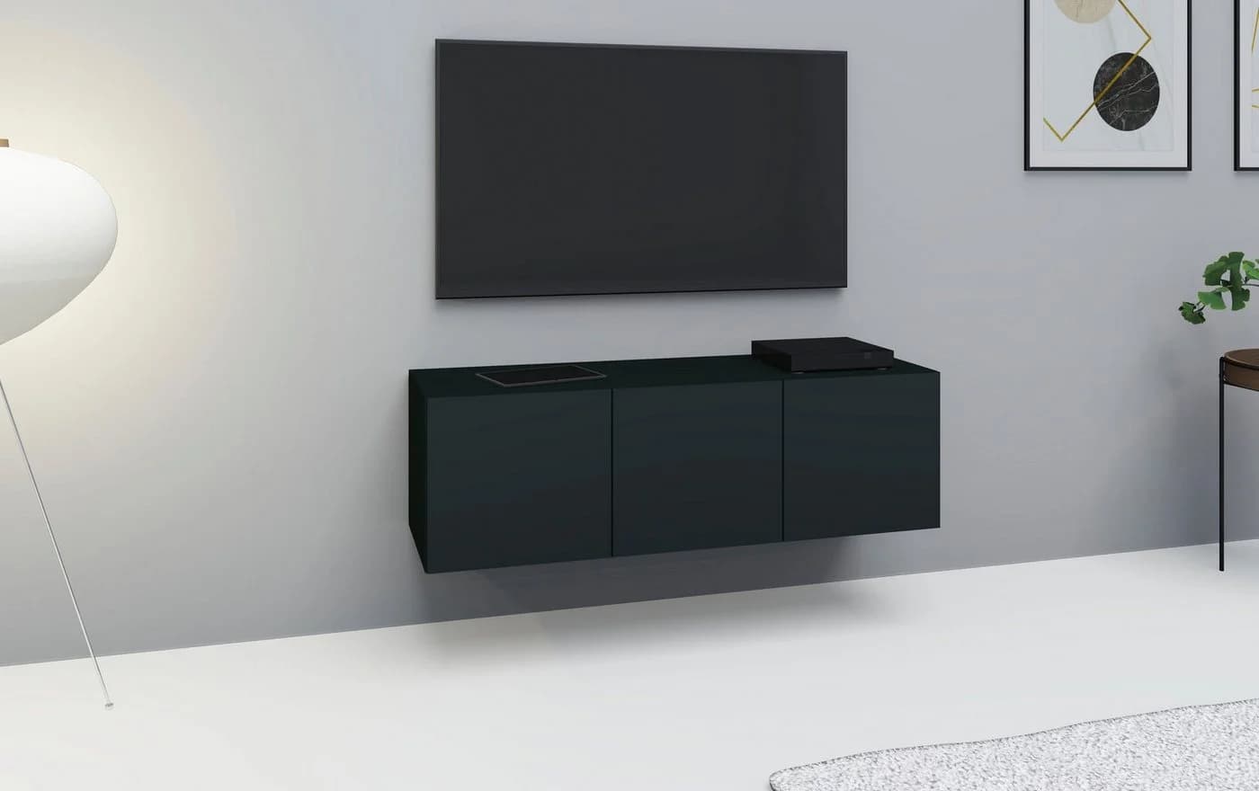 borchardt Möbel Lowboard Vaasa Hängeschrank 3 Türen Schwarz Matt