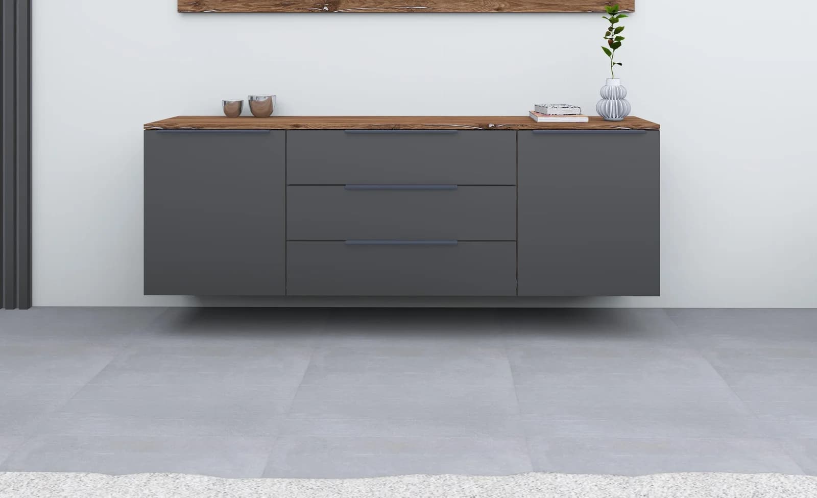 BORCHARDT MÖBEL Sideboard Tom Grau Vintage Eiche 166cm